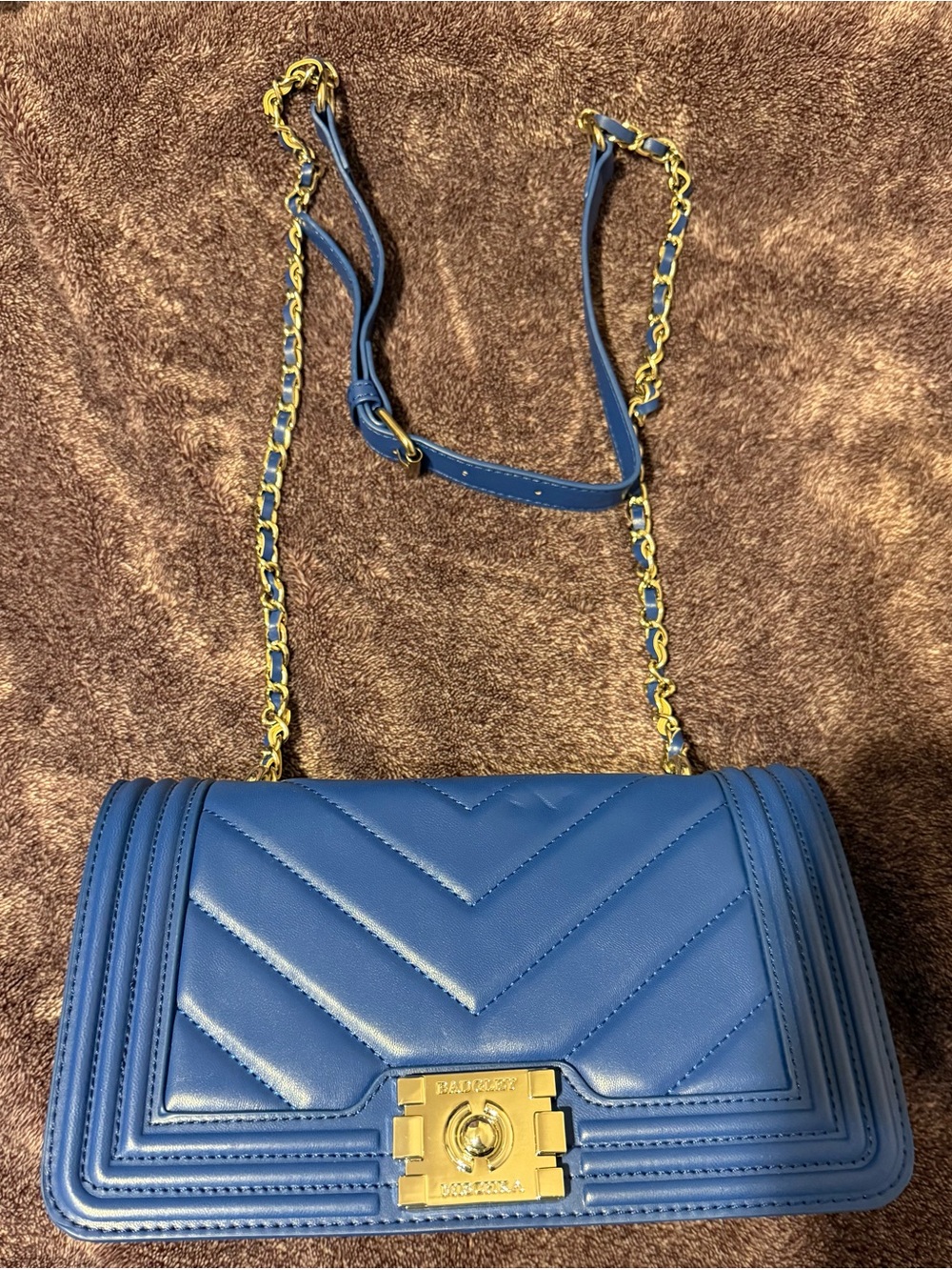 Badgley Mischka Quilted Chain Shoulder Bag with Silver Hardware new without tags